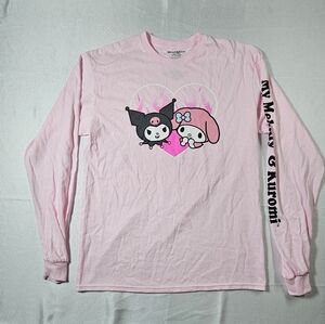 Sanrio Kuromi My Melody Pink Long Sleeve Graphic‎ T-Shirt Womens Medium Cotton